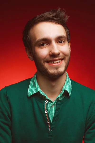 Conceito Beleza Masculina Retrato Sorrir Elegante Jovem Bonito Homem Camisola — Fotografia de Stock