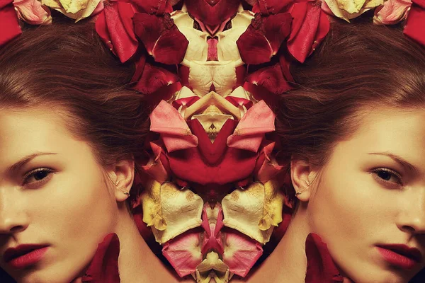 Винтажный Спа Концепт Портрет Модной Рыжеволосой Рыжей Модели Сексуальными Розовыми — стоковое фото