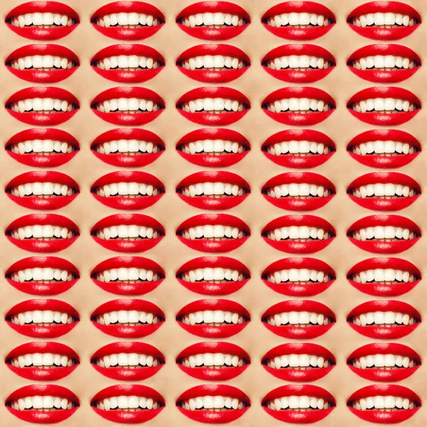 Sonrisa Del Concepto Mujer Fatal Collage Pop Art Perfecta Boca — Foto de Stock
