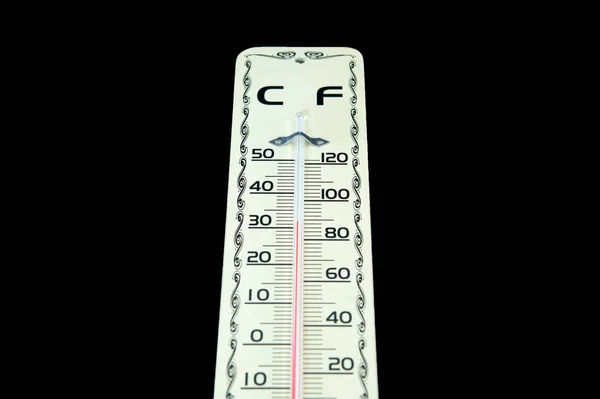 Wooden thermometer on black — Stock Photo, Image