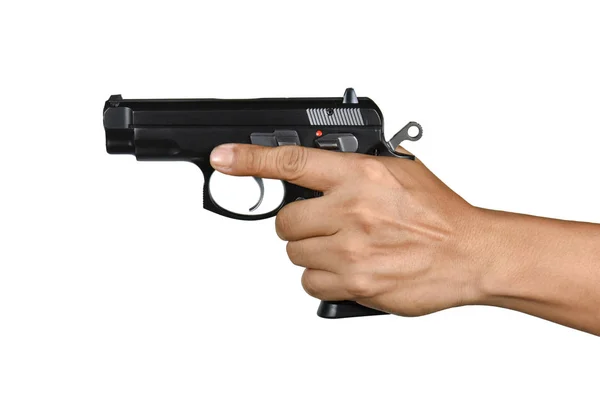 Rozdanie rezygnować pojedynczy dłoń lewej pistolet — Zdjęcie stockowe
