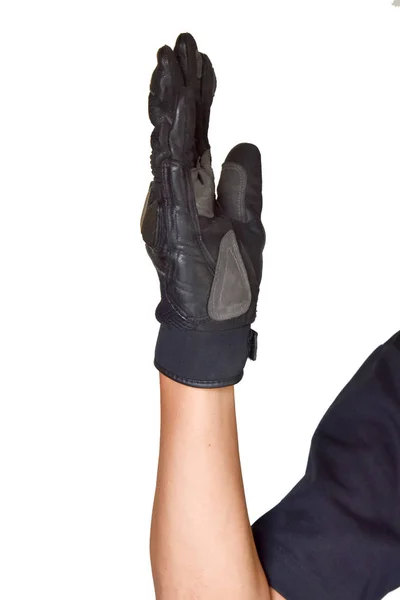 Motorcycle glove and hand signal go ahead
