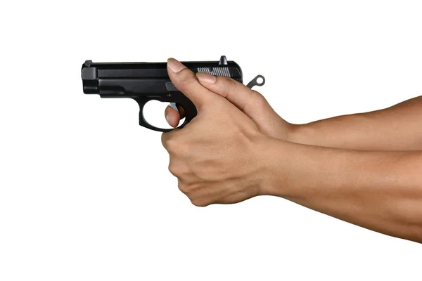 Ręka z pistolet źle kciuk wciągający styl — Zdjęcie stockowe