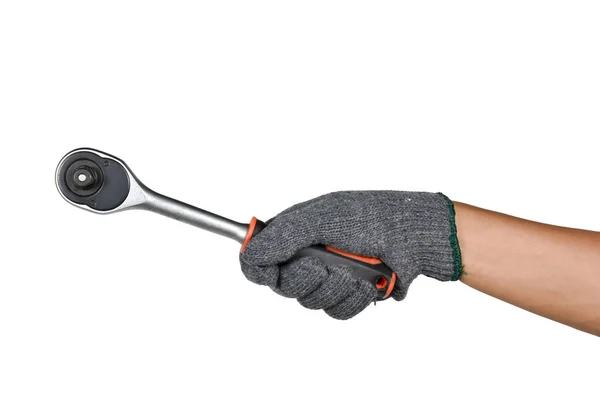 A hand holding ratchet wrench — Stock Photo, Image