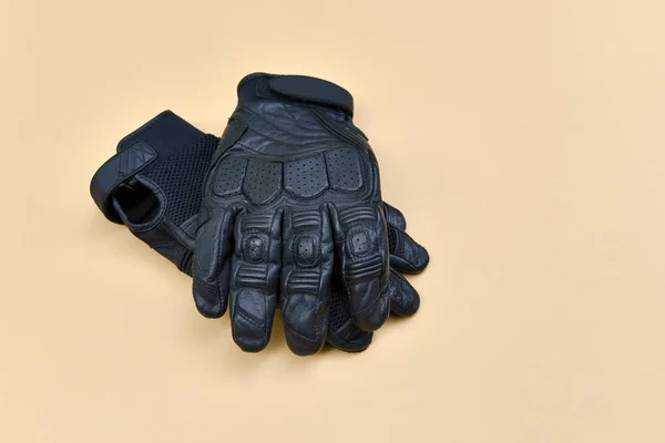 black leather gloves for riding a motorcycle or bicycle