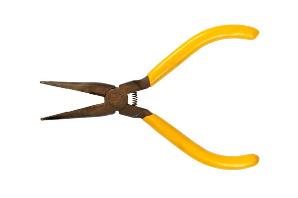 Eski sarı yalıtılmış pense — Stok fotoğraf