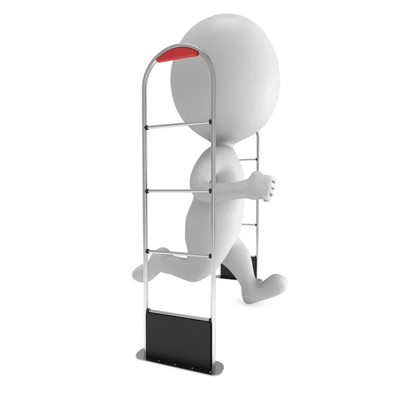 3D scanner van de winkeldief en lopende man geïsoleerd op wit — Stockfoto