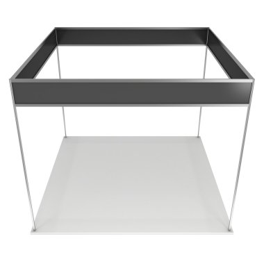 Ticaret göstermek standında beyaz ve siyah.