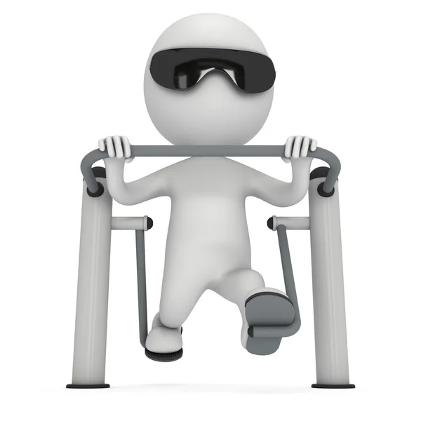 Actieve 3d man uitoefenen op outdoor fitness trainer machine — Stockfoto