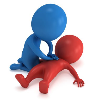 CPR ilk yardım yapan 3d erkek.