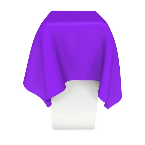 Presentation pedestal covered with purple cloth — Stock Photo, Image
