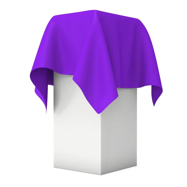 Presentation pedestal covered with purple cloth — Stock Photo, Image