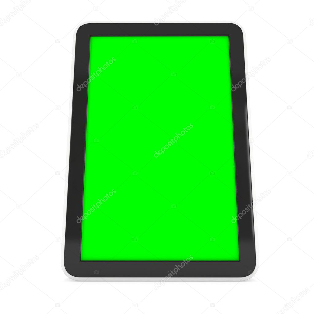 Tablet pc computer with green screen chroma key Stock Photo by ©newb1