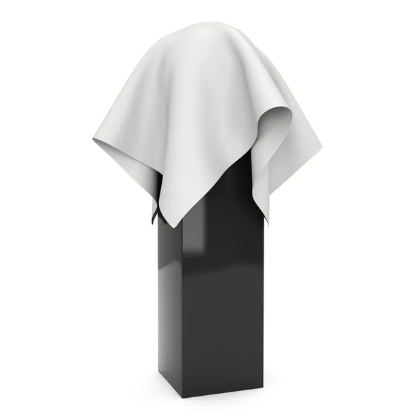 Presentation pedestal covered with white cloth — Stock Photo, Image