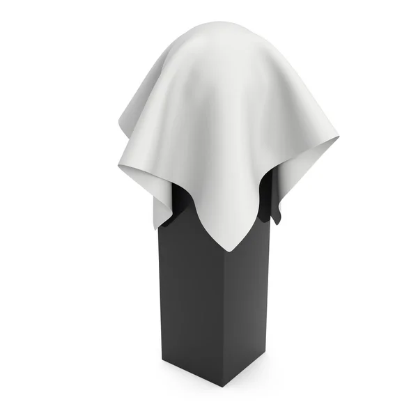 Presentation pedestal covered with white cloth — Stock Photo, Image
