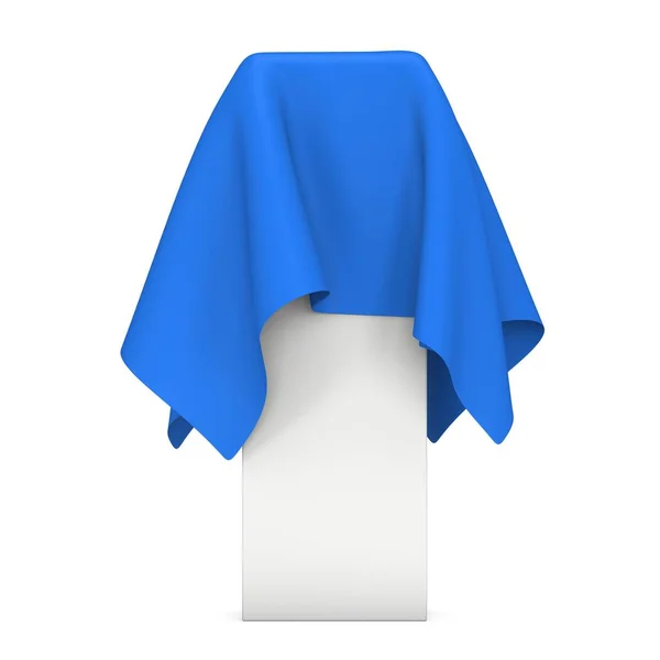 Presentation pedestal covered with blue cloth — Stock Photo, Image