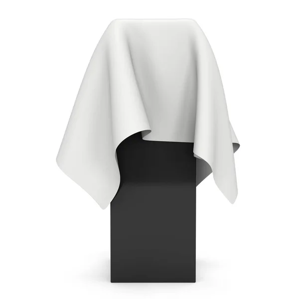 Präsentationssockel mit weißem Tuch bedeckt — Stockfoto