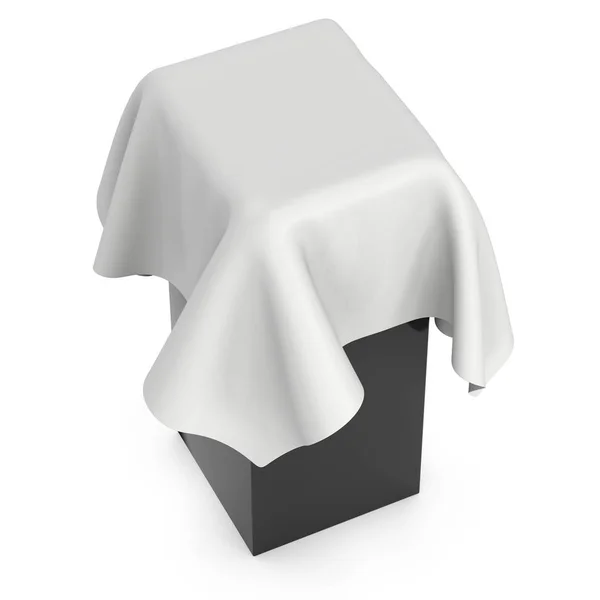 Presentation pedestal covered with white cloth — Stock Photo, Image