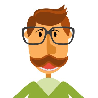 Hipster inek ile gözlük ve şık bıyıklı