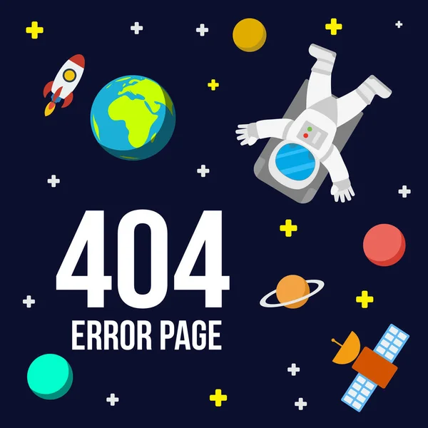 Utrymme 404 fel sida vector mall för webbplats. — Stock vektor