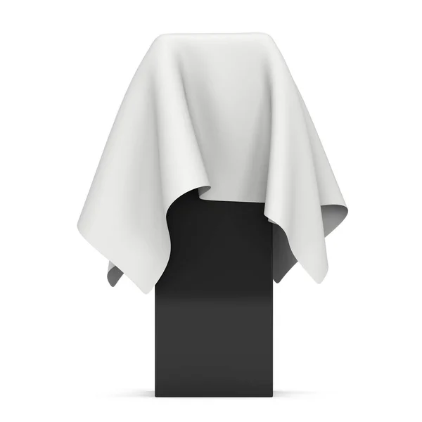 Presentation pedestal covered with white cloth — Stock Photo, Image