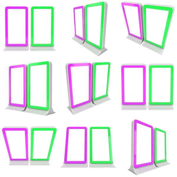Stojan pro LCD obrazovky fialové a zelené. — Stock fotografie