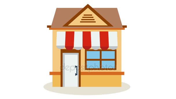 Mağaza mağaza simgesiyle kırmızı ve beyaz çizgili — Stok video