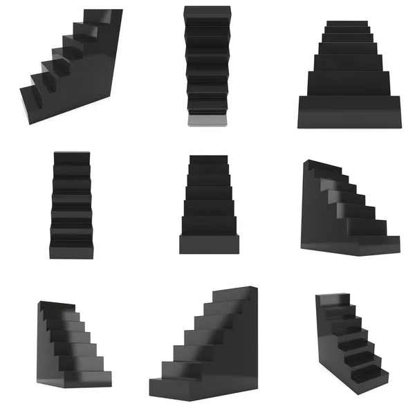 3D Negro Escaleras conjunto — Foto de Stock