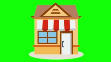 Mağaza mağaza simgesiyle kırmızı ve beyaz çizgili