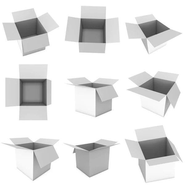 Открытая коробка 3d set — стоковое фото