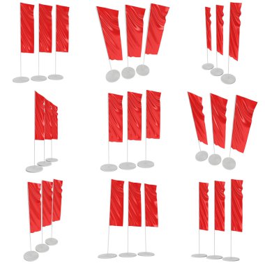 Bayrak boş kırmızı Expo afiş standı. 3D