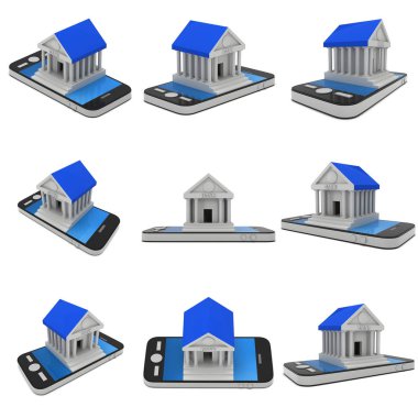 Banka smartphone üzerinde bina