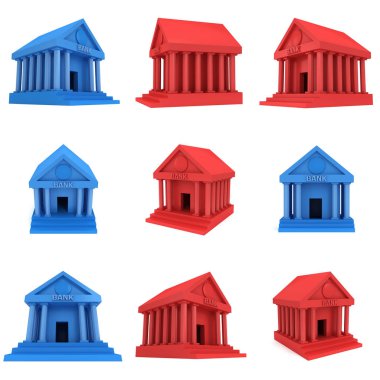 Kırmızı ve mavi banka 3D simge oluşturma