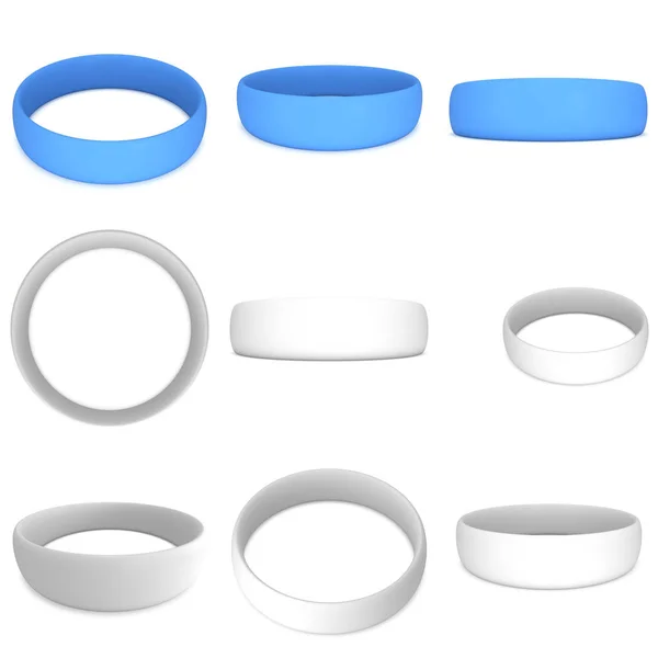 Blu e bianco gomma elasticizzata braccialetto di plastica bianco — Foto Stock