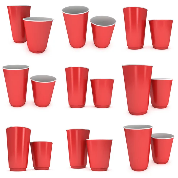 Tasses à boisson jetables. Tasse en papier rouge — Photo