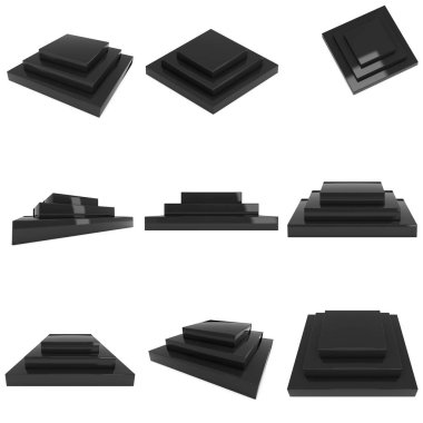 Kare sahne siyah podyum seti