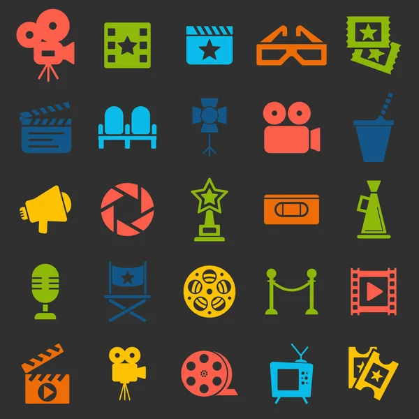 Conjunto de ícones retro Cinema — Vetor de Stock