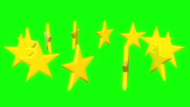 Goldene Sterne rotieren auf weißem Grund — Stockvideo