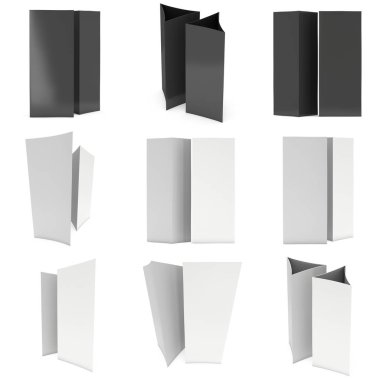 Boş kağıt katlanmış kart. 3D render.