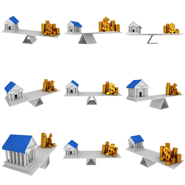 Equilibrio perfecto entre banco y dinero . —  Fotos de Stock