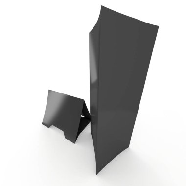 Siyah kağıt katlanmış kart. 3D render.