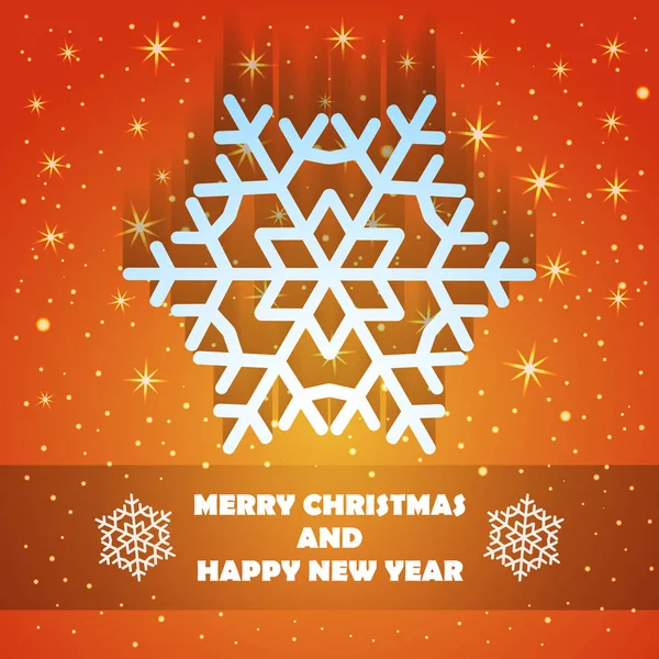 Christmas and New Year Greeting Card with Snowflake — Stock Vector