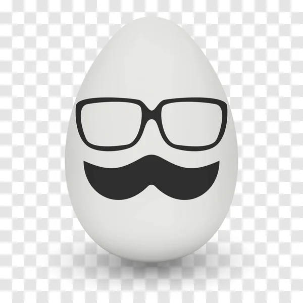 Uovo di pollo con maschera hipster. Vettore . — Vettoriale Stock