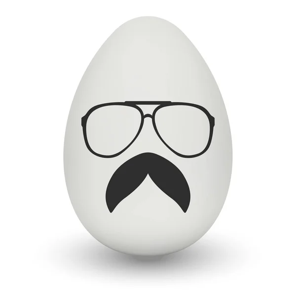 Chicken Egg with hipster mask. Vector. — Stock Vector