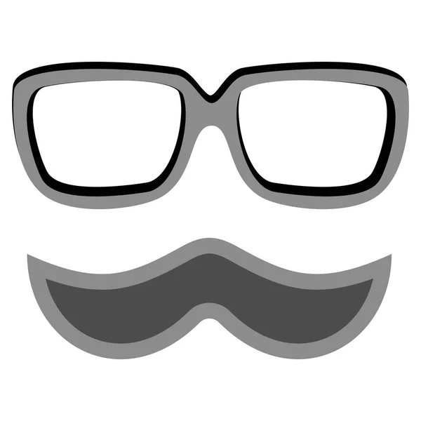 Hipster nerd glasses and stylish mustache on white — Stock Vector