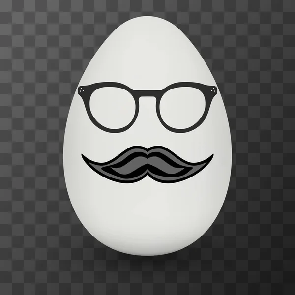 Uovo di pollo con maschera hipster. Vettore . — Vettoriale Stock