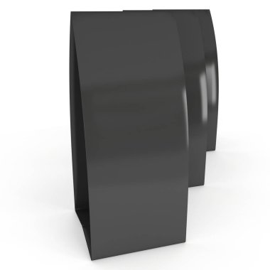 Siyah kağıt katlanmış kart. 3D render.