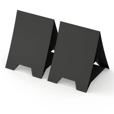 Siyah kağıt katlanmış kart. 3D render.