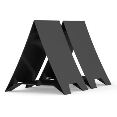 Siyah kağıt katlanmış kart. 3D render.