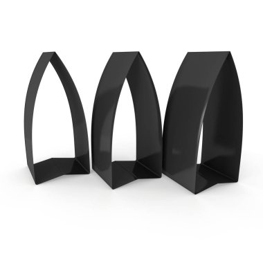 Siyah kağıt katlanmış kart. 3D render.